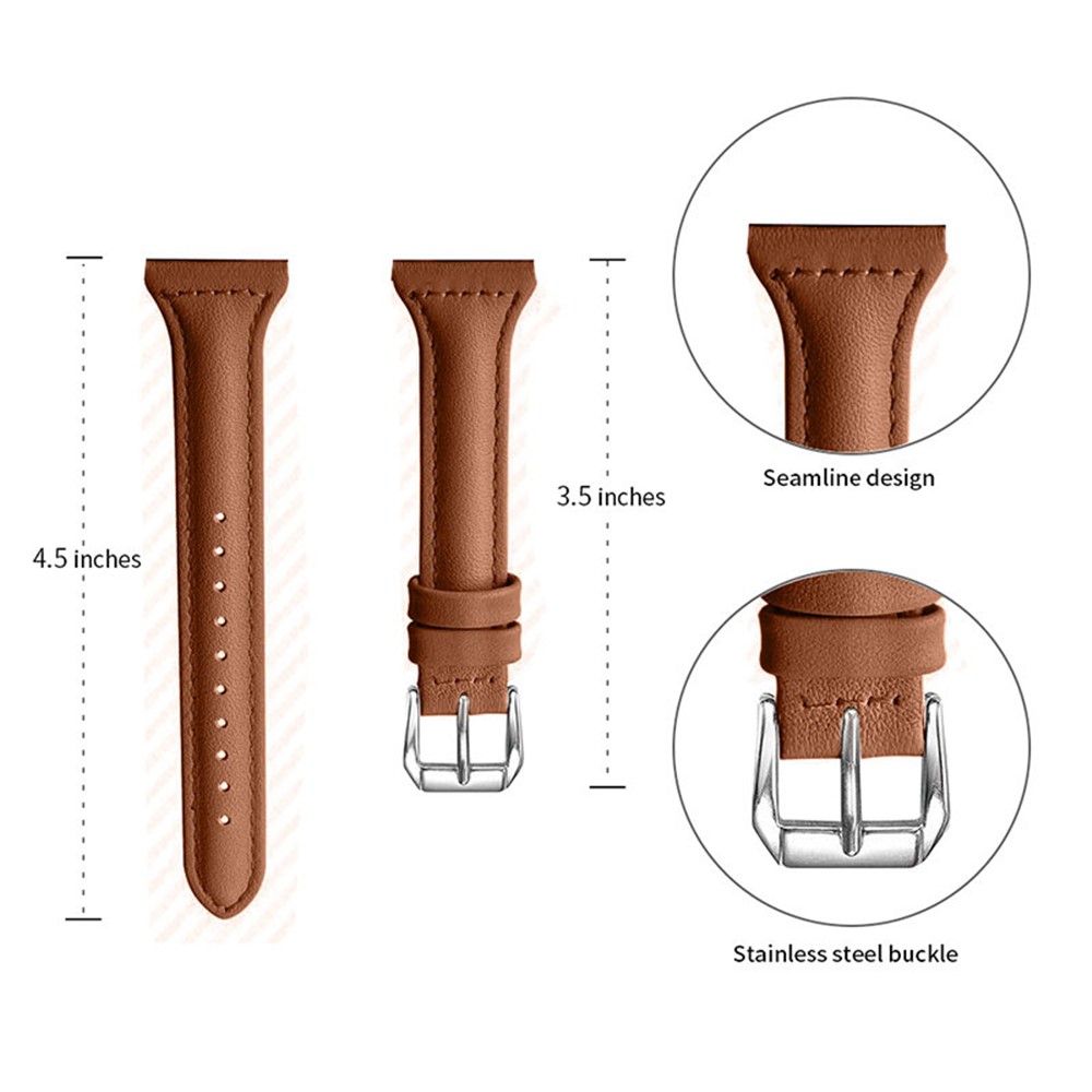 Steamline Design Pointed Tail Top Layer Cowhide Genuine Leather Watch Strap for Samsung Galaxy Watch4 Classic 42mm 46mm/Galaxy Watch Active/Galaxy Watch Active2 40mm 44mm - Brown-3