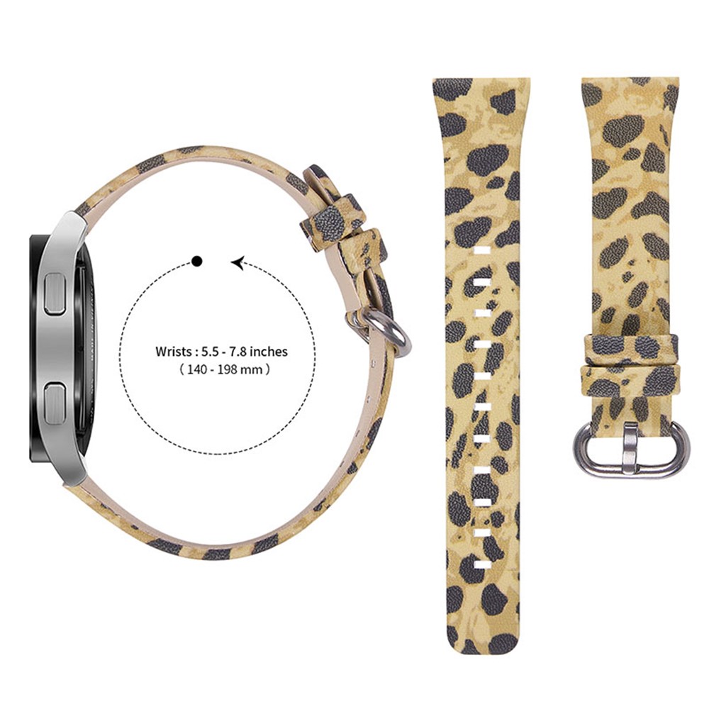 Leopard Pattern Genuine Leather Wrist Band with Stainless Steel Buckle for Samsung Galaxy Watch4 Classic 42mm 46mm/Galaxy Watch Active/Galaxy Watch Active2 40mm 44mm - Army Green Leopard-3