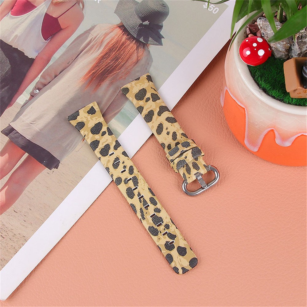Leopard Pattern Genuine Leather Wrist Band with Stainless Steel Buckle for Samsung Galaxy Watch4 Classic 42mm 46mm/Galaxy Watch Active/Galaxy Watch Active2 40mm 44mm - Army Green Leopard-4
