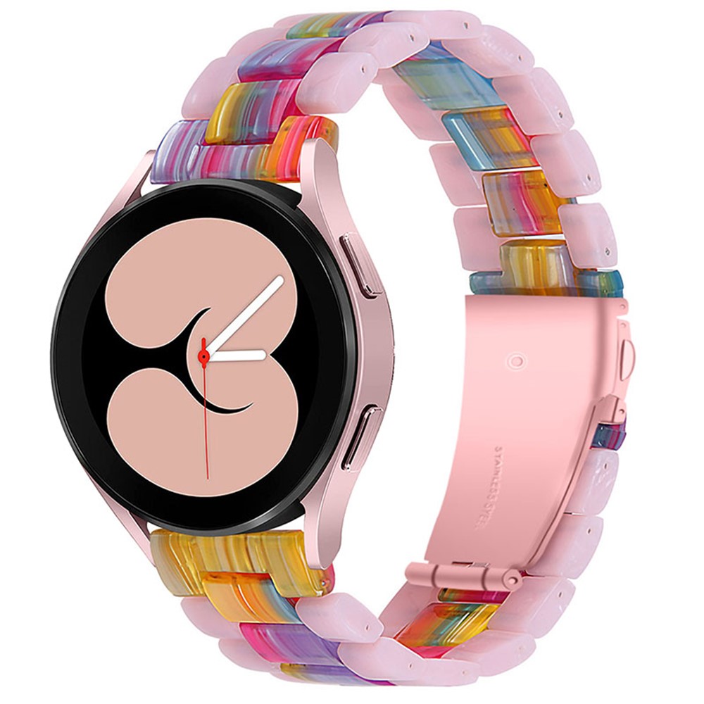 Bracelet en Résine Bracelet en Acier Inoxydable Boucle 3 Perles Bandle de Bande Pour Samsung Galaxy Watch4 Classic 46mm / 42mm / Regarder Actif / Regarder Active2 40 mm / 44 mm - Rose Brillant / Coloré