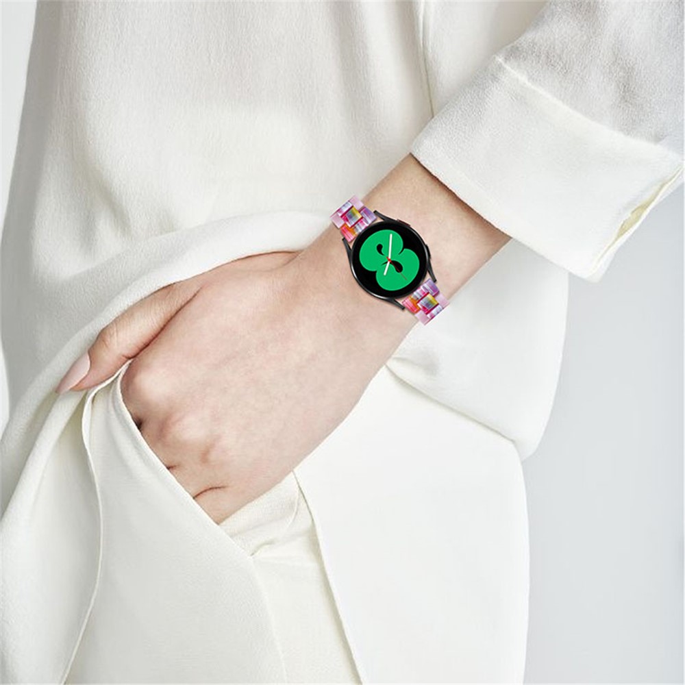 Resin Band Bracelet Stainless Steel Buckle 3 Beads Band Strap for Samsung Galaxy Watch4 Classic 46mm/42mm / Watch Active / Watch Active2 40mm/44mm - Glitter Pink/Colorful-6
