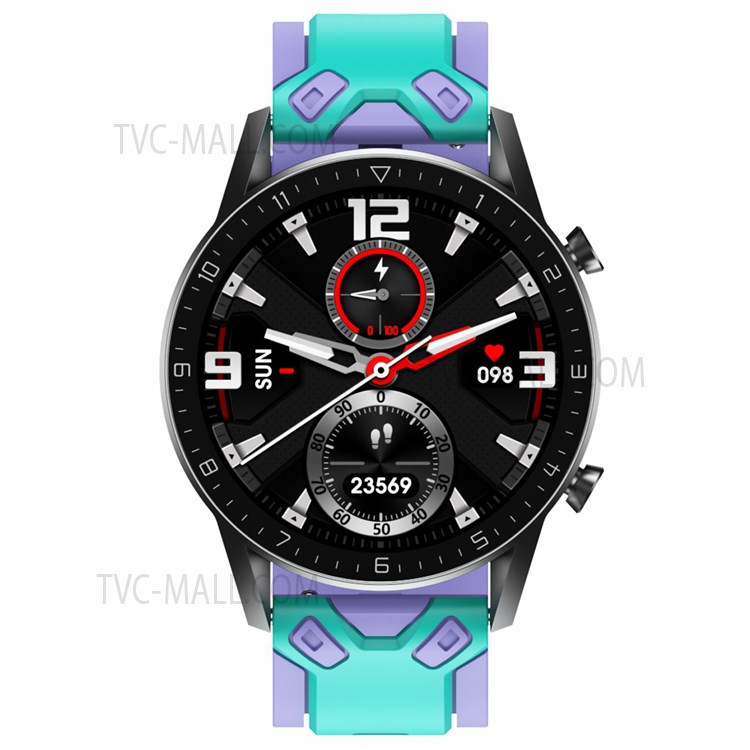22mm Color Splicing Breathable Silicone Watch Band Wrist Strap for Suunto 9 Peak/Samsung Galaxy Watch3 45mm - Teal Green/Lavender-6