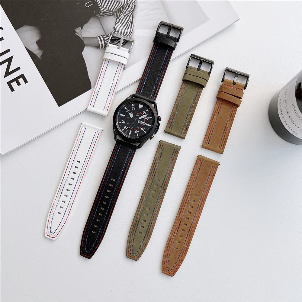 20mm Genuine Leather Smart Watch Replacement Strap for Samsung Galaxy Watch 4 / 4 Classic / Amazfit GTS 3 - Brown-5