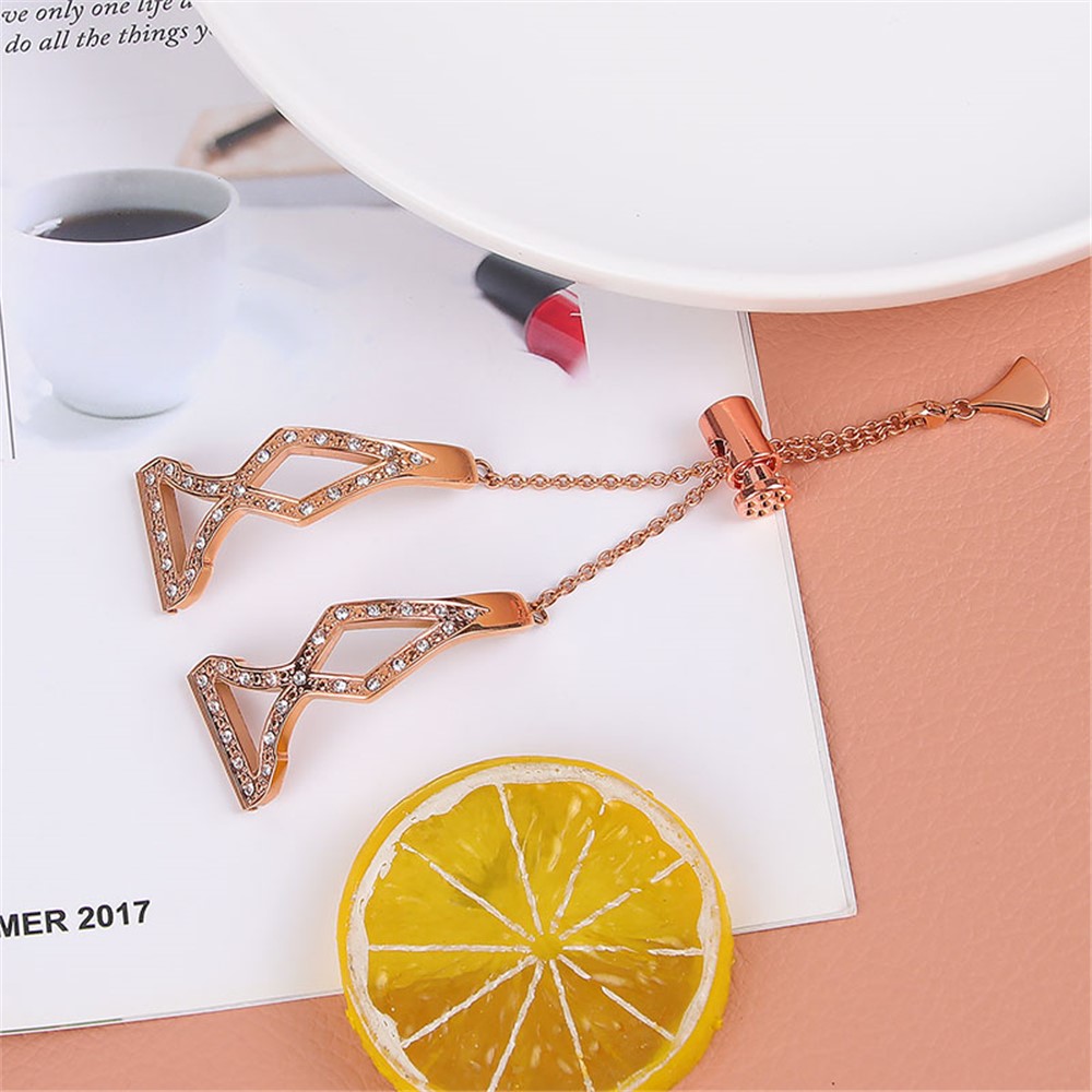 22mm Rhinestone Decor Hollow Out 304 Stainless Steel Watch Strap Adjustable Wristband for Samsung Galaxy Watch3 45mm/Watch 46mm - Rose Gold-4