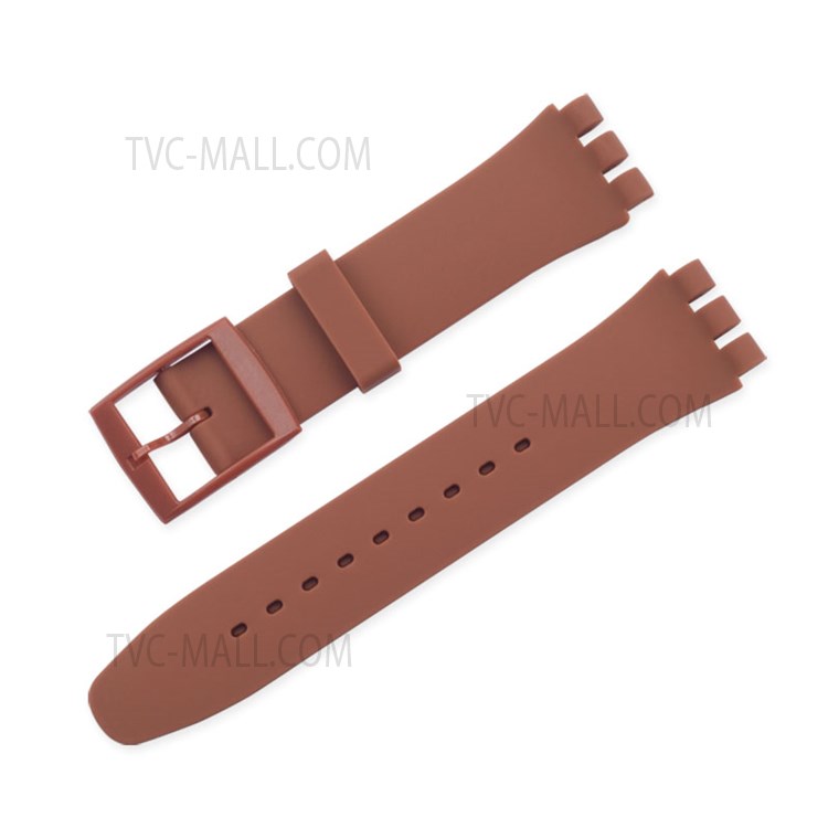 Wholesale 16mm Flexible Silicone Solid Color Watch Strap Replacement  Watchband with Pin Buckle for Swatch - Brown from China | TVC-Mall.com