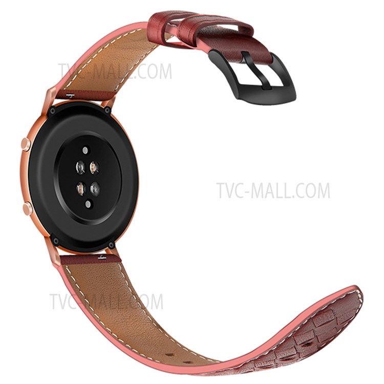 22mm Fashionable Textured Smart Watch Strap Top Layer Genuine Leather Replacement Smart Bracelet Strap for Huawei Watch GT 2 Pro / Haylou RS3 / RT - Red-2