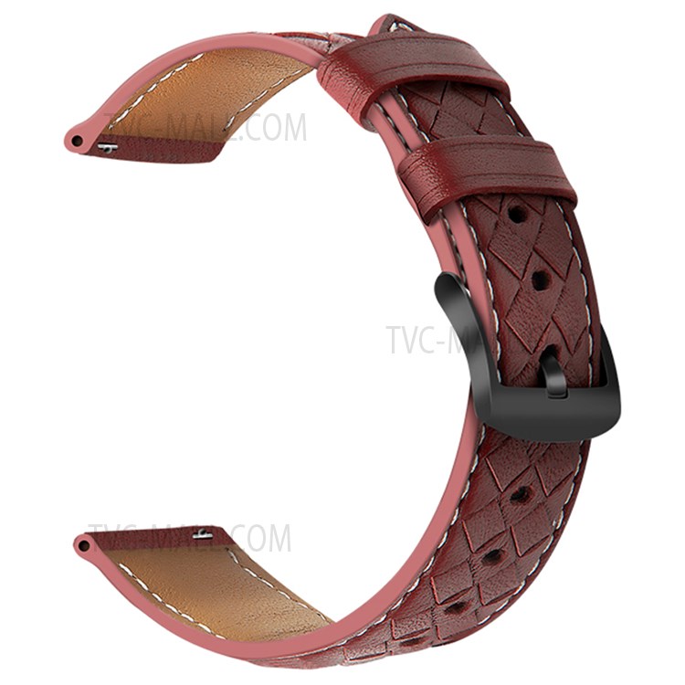 22mm Fashionable Textured Smart Watch Strap Top Layer Genuine Leather Replacement Smart Bracelet Strap for Huawei Watch GT 2 Pro / Haylou RS3 / RT - Red-4