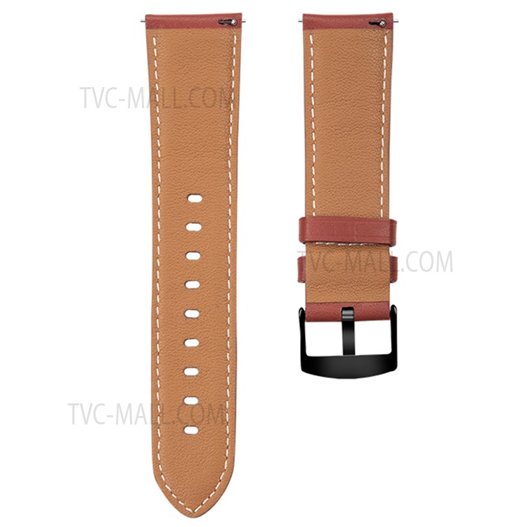 22mm Fashionable Textured Smart Watch Strap Top Layer Genuine Leather Replacement Smart Bracelet Strap for Huawei Watch GT 2 Pro / Haylou RS3 / RT - Red-7