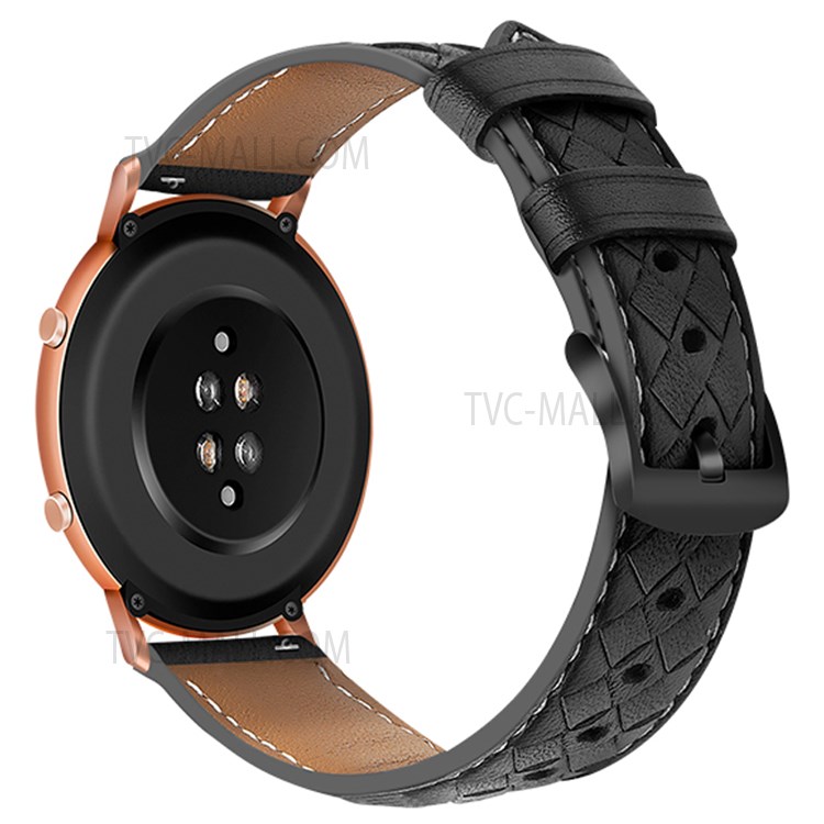 20mm Square Buckle Top Layer Genuine Leather Wrist Band Watch Strap for Huawei Watch GT2 42mm / Huami Amazfit GTS 3 - Black-1