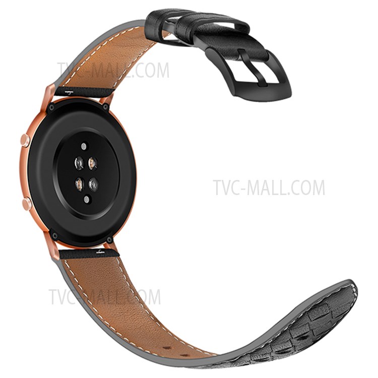 20mm Square Buckle Top Layer Genuine Leather Wrist Band Watch Strap for Huawei Watch GT2 42mm / Huami Amazfit GTS 3 - Black-2