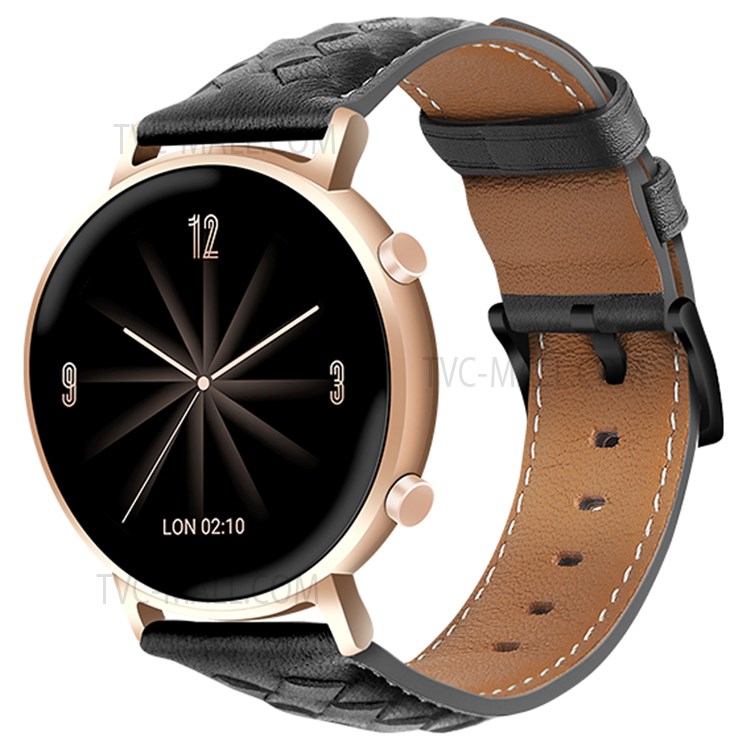 20mm Square Buckle Top Layer Genuine Leather Wrist Band Watch Strap for Huawei Watch GT2 42mm / Huami Amazfit GTS 3 - Black-3