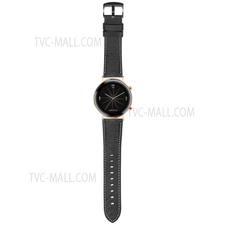 20mm Square Buckle Top Layer Genuine Leather Wrist Band Watch Strap for Huawei Watch GT2 42mm / Huami Amazfit GTS 3 - Black-5