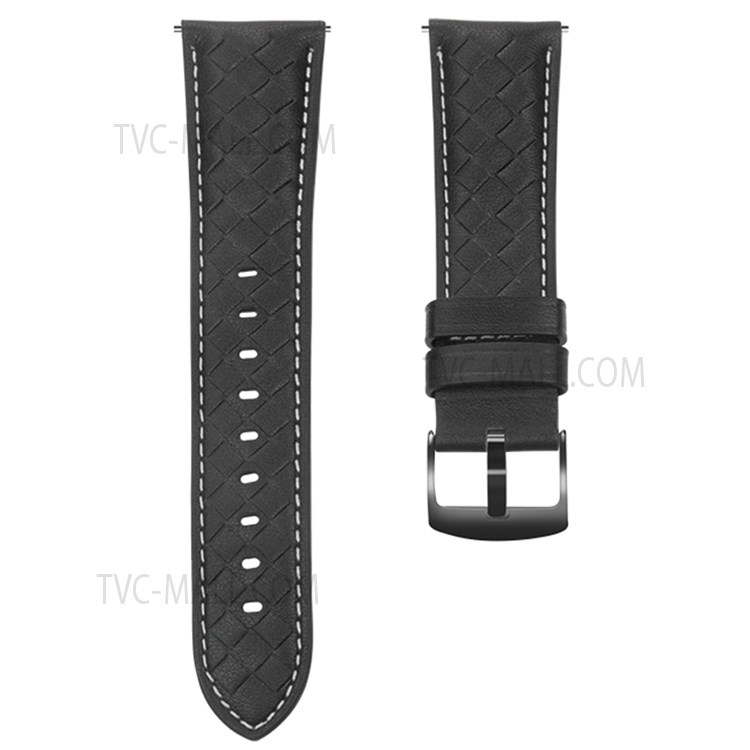 20mm Square Buckle Top Layer Genuine Leather Wrist Band Watch Strap for Huawei Watch GT2 42mm / Huami Amazfit GTS 3 - Black-6