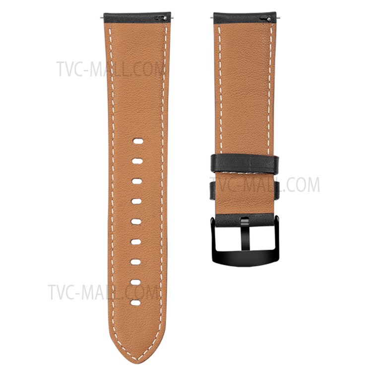 20mm Square Buckle Top Layer Genuine Leather Wrist Band Watch Strap for Huawei Watch GT2 42mm / Huami Amazfit GTS 3 - Black-7