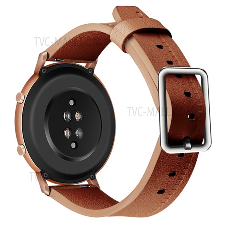 20mm Top Layer Genuine Leather French Style Texture Wrist Band Watch Strap for Huawei Watch GT2 42mm / Huami Amazfit GTS 3 - Brown-1