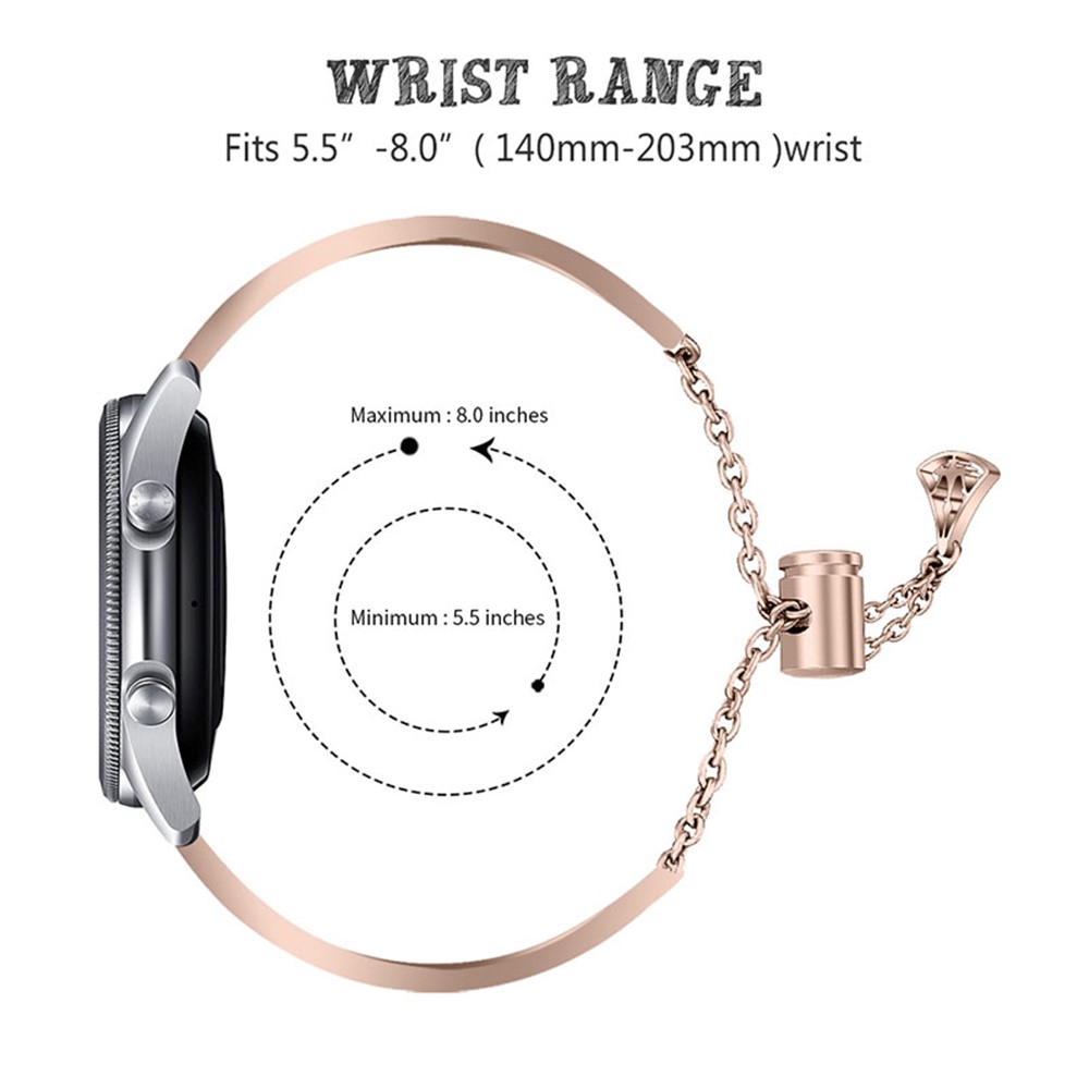 22mm Hollow Out Stainless Steel Metal Watch Band Women Dressy Rhinestone Bracelet Wristband for Samsung Galaxy Watch3 45mm / Watch 46mm - Retro Gold-2