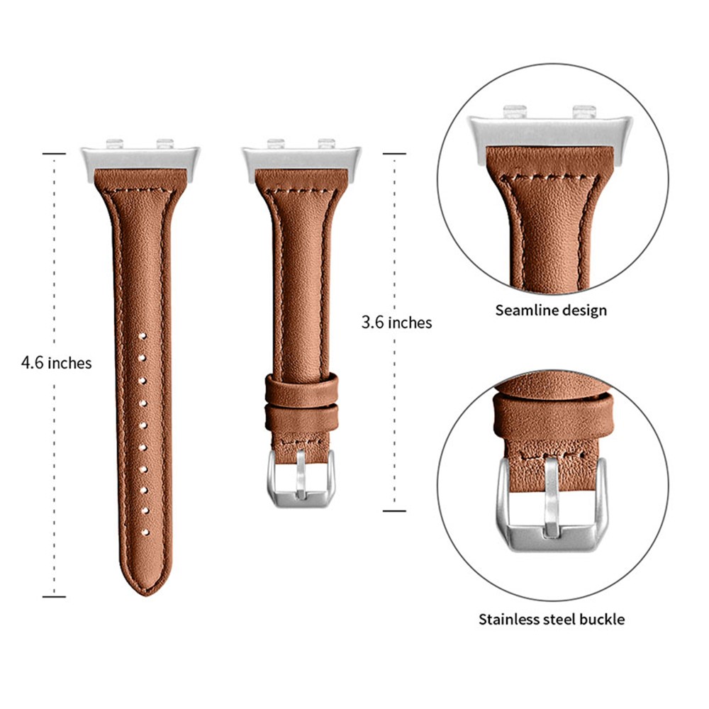 Quick Release Watch Band Top Grain Genuine Leather Watch Strap for Oppo Watch 41mm - Brown-3