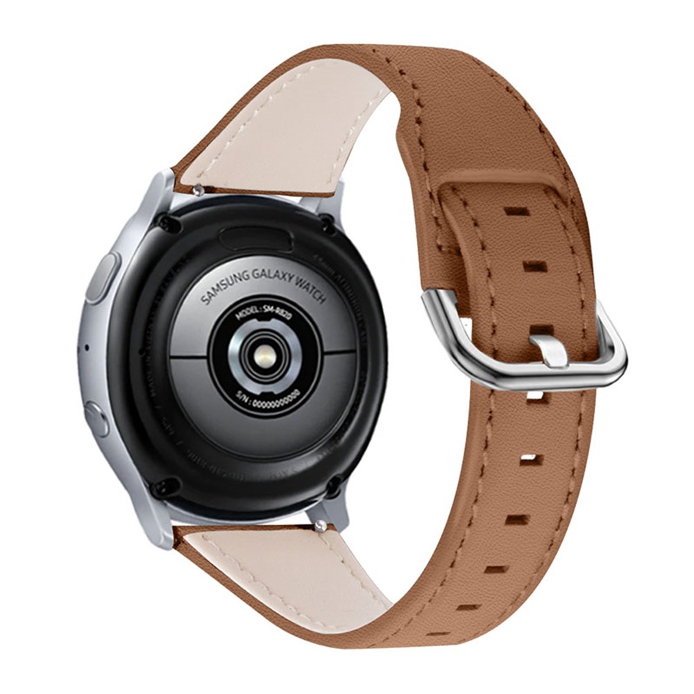 Slim Genuine Leather Watch Band Quick Release Strap Replacement for Samsung Galaxy Watch4 Classic 42mm 46mm / Galaxy Watch Active2 40mm 44mm / Galaxy Watch Active - Brown-1
