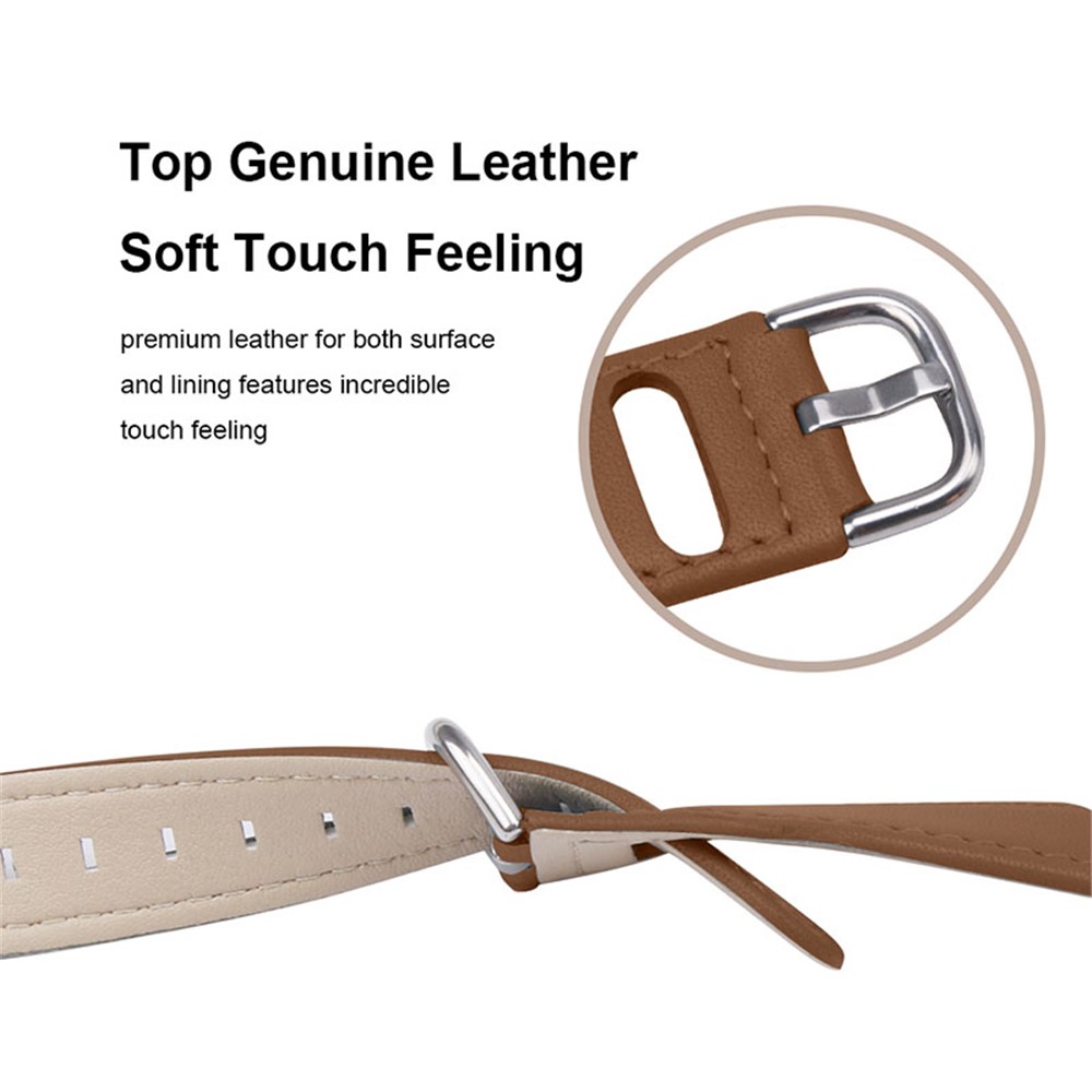 Slim Genuine Leather Watch Band Quick Release Strap Replacement for Samsung Galaxy Watch4 Classic 42mm 46mm / Galaxy Watch Active2 40mm 44mm / Galaxy Watch Active - Brown-5