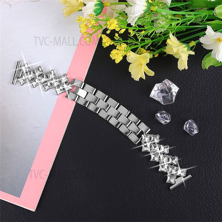 20mm Rhombus Rhinestone Watch Band 304 Stainless Steel Wristband Strap for Samsung Galaxy Watch4 Classic 42mm 46mm/Galaxy Watch Active/Galaxy Watch Active2 40mm 44mm - Silver-3