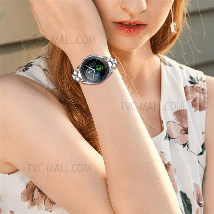 20mm Rhombus Rhinestone Watch Band 304 Stainless Steel Wristband Strap for Samsung Galaxy Watch4 Classic 42mm 46mm/Galaxy Watch Active/Galaxy Watch Active2 40mm 44mm - Silver-5
