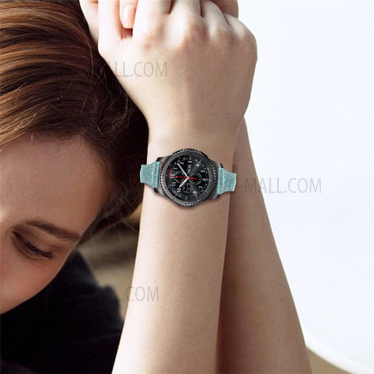 Glitter Sequins Gradient Color Cowhide Leather Watch Band Wristband Strap for Samsung Galaxy Watch4 Classic 42mm 46mm/Galaxy Watch Active/Galaxy Watch Active2 40mm 44mm - Silver/Green-4