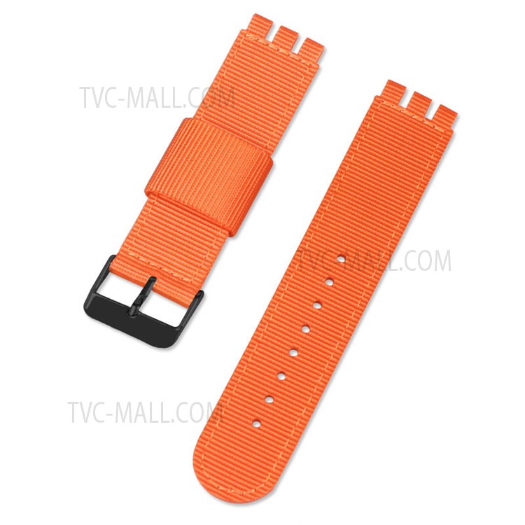For Swatch 17mm Smart Watch Nylon + Canvas Strap with Black Buckle Wrist  Bracelet Replacement Band - Orange-TVC-Mall.com