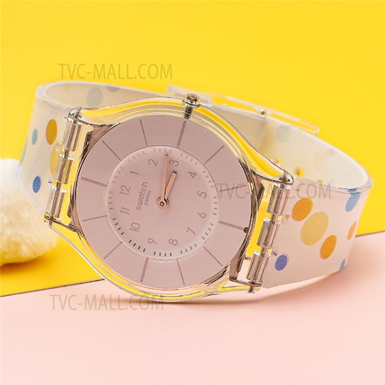 Universal 17mm Patterned Soft Watch Band Replacement Silicone Watch Strap with Buckle for SWATCH - Round Red-4