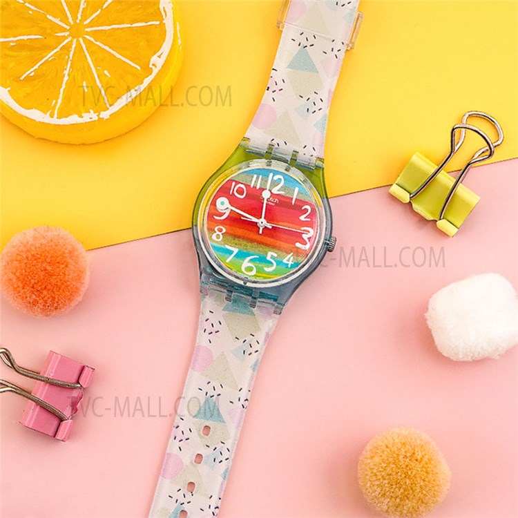 Universal 16mm Patterned Silicone Watch Strap Replacement Watch Band with Buckle for SWATCH - Round Red-5