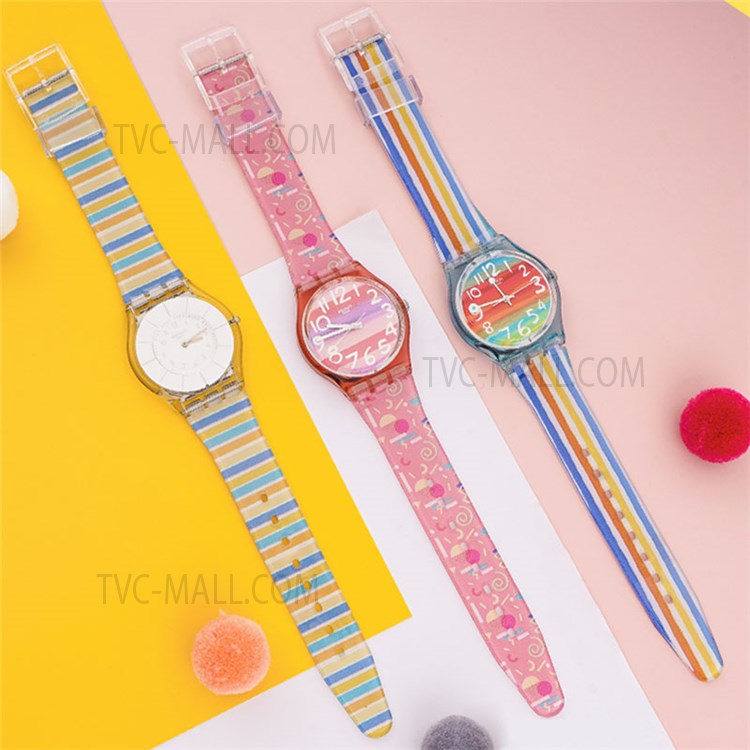Universal 16mm Patterned Silicone Watch Strap Replacement Watch Band with Buckle for SWATCH - Round Red-6