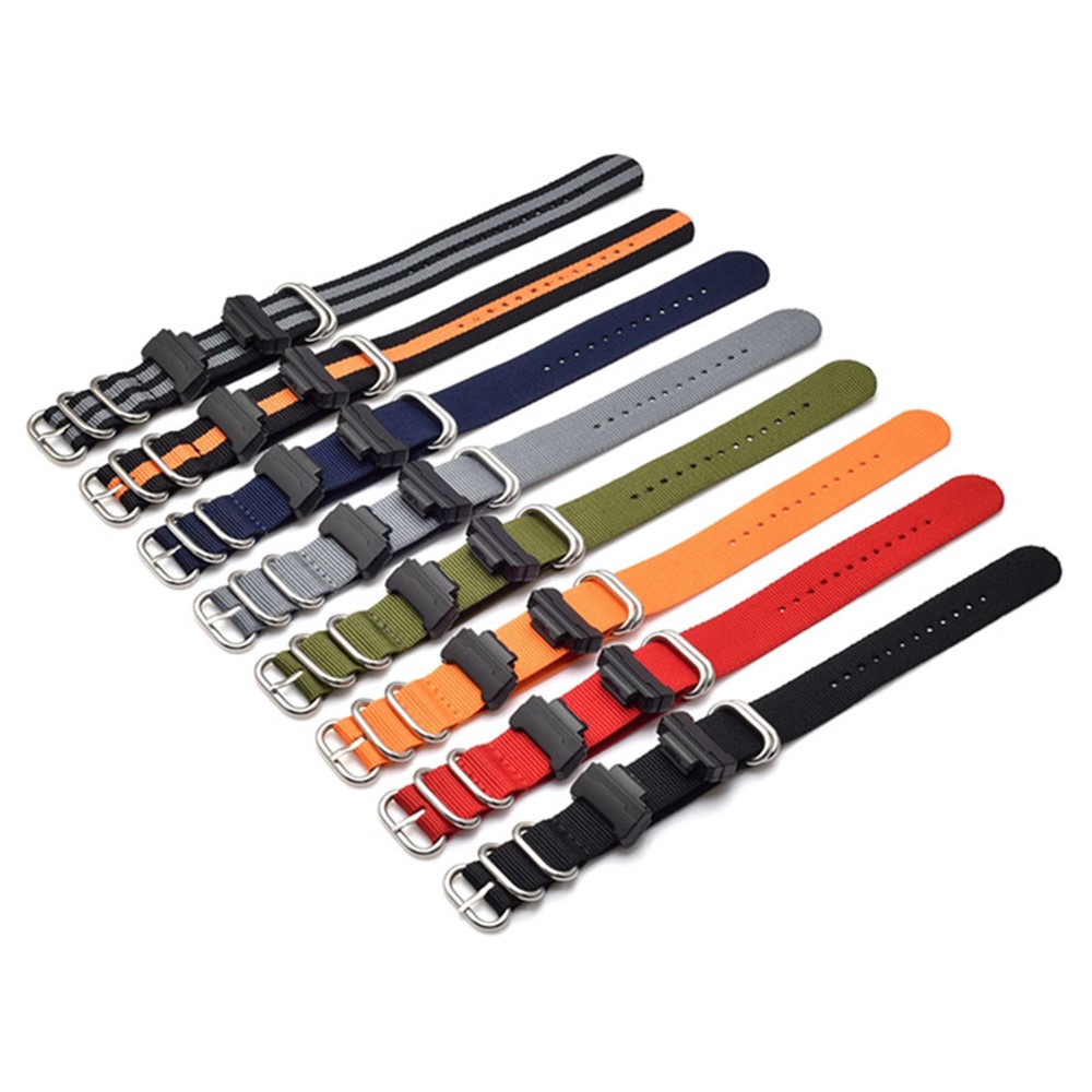 Nylon Canvas Watch Strap Replacement Watch Band with 5 Thicken Watch Band Loop for Casio GA-110/G-8900/DW-5600 - Red-6