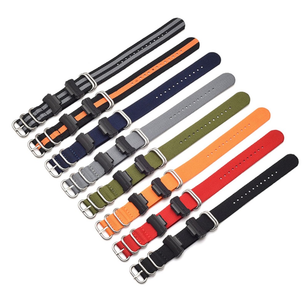 Nylon Canvas Watch Strap Replacement Watch Band with 5 Thicken Watch Band Loop for Casio GA-110/G-8900/DW-5600 - Red-7