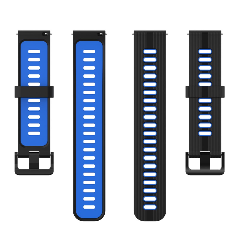 22mm Silicone Watch Strap Soft Wristband with Buckle for Samsung Galaxy Watch 3 45mm R840/Gear S3/Huawei Watch GT 2e/GT3 46mm/GT Runner - Black/Blue-5