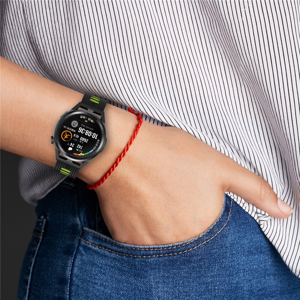 22mm Silicone Watch Strap Soft Wristband with Buckle for Samsung Galaxy Watch 3 45mm R840/Gear S3/Huawei Watch GT 2e/GT3 46mm/GT Runner - Black/Blue-6