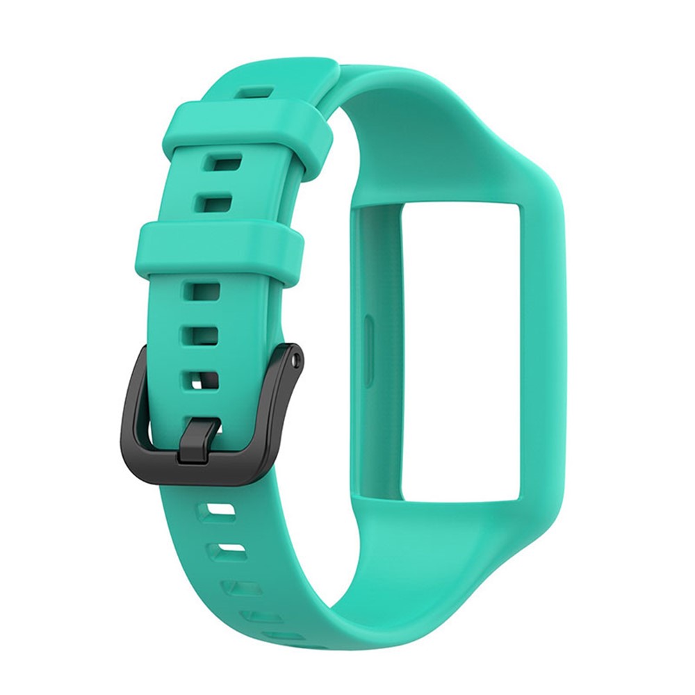Replacement One-piece Smart Watch Strap Case Silicone Wrist Band for Honor Band 6/Huawei Band 6/Huawei Band 6 pro - Cyan-2