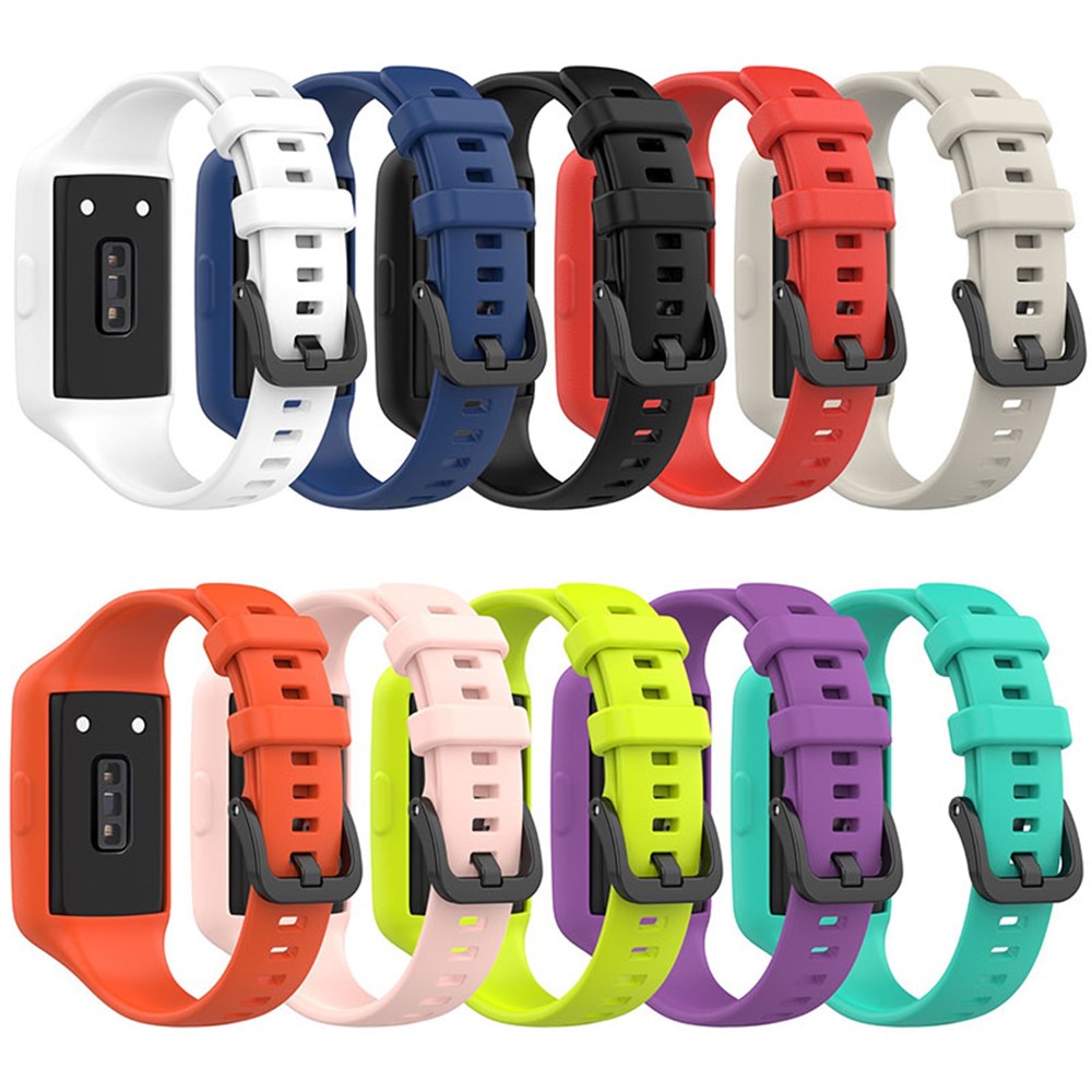 Replacement One-piece Smart Watch Strap Case Silicone Wrist Band for Honor Band 6/Huawei Band 6/Huawei Band 6 pro - Cyan-6