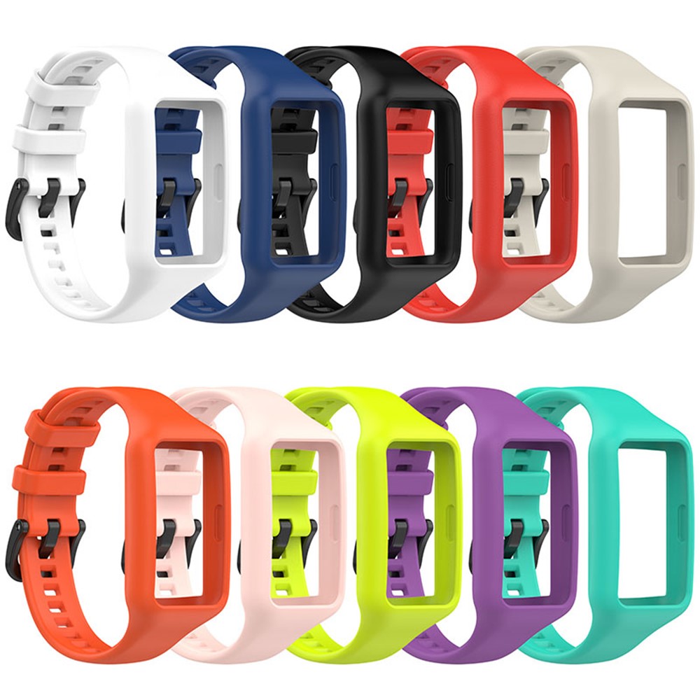 Replacement One-piece Smart Watch Strap Case Silicone Wrist Band for Honor Band 6/Huawei Band 6/Huawei Band 6 pro - Cyan-8