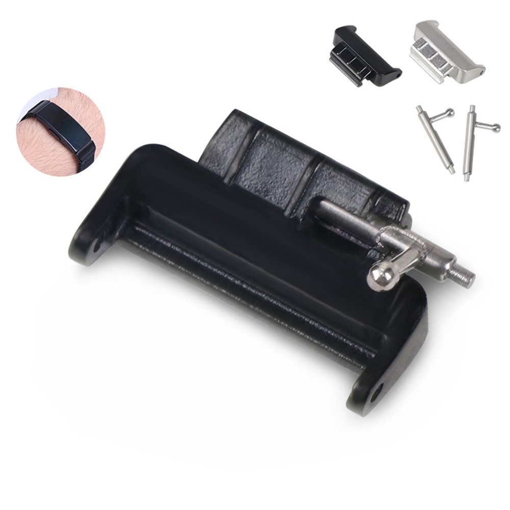 1 Pair 14mm Stainless Steel Watch Strap Band Connector Adapter for Fitbit Inspire/Fitbit Inspire HR - Black-4