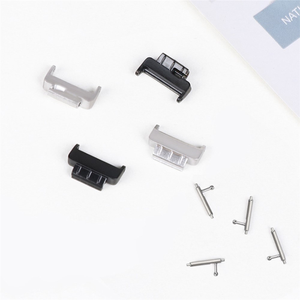 1 Pair 14mm Stainless Steel Watch Strap Band Connector Adapter for Fitbit Inspire/Fitbit Inspire HR - Black-5