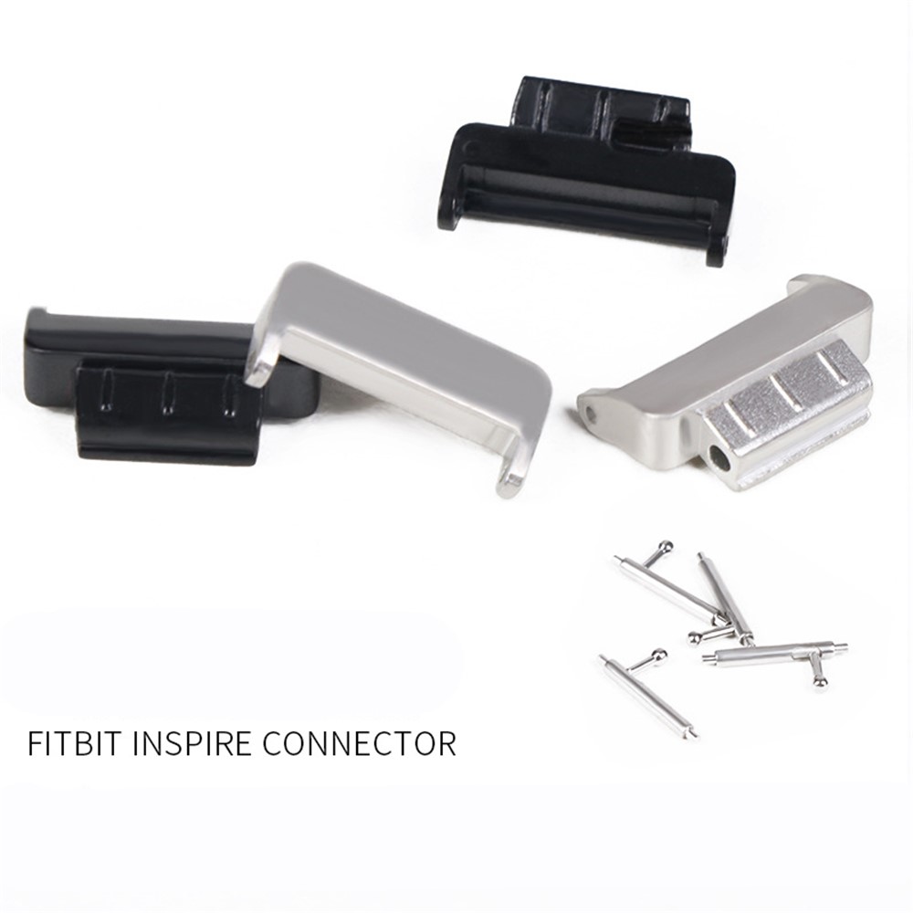 1 Pair 14mm Stainless Steel Watch Strap Band Connector Adapter for Fitbit Inspire/Fitbit Inspire HR - Black-6