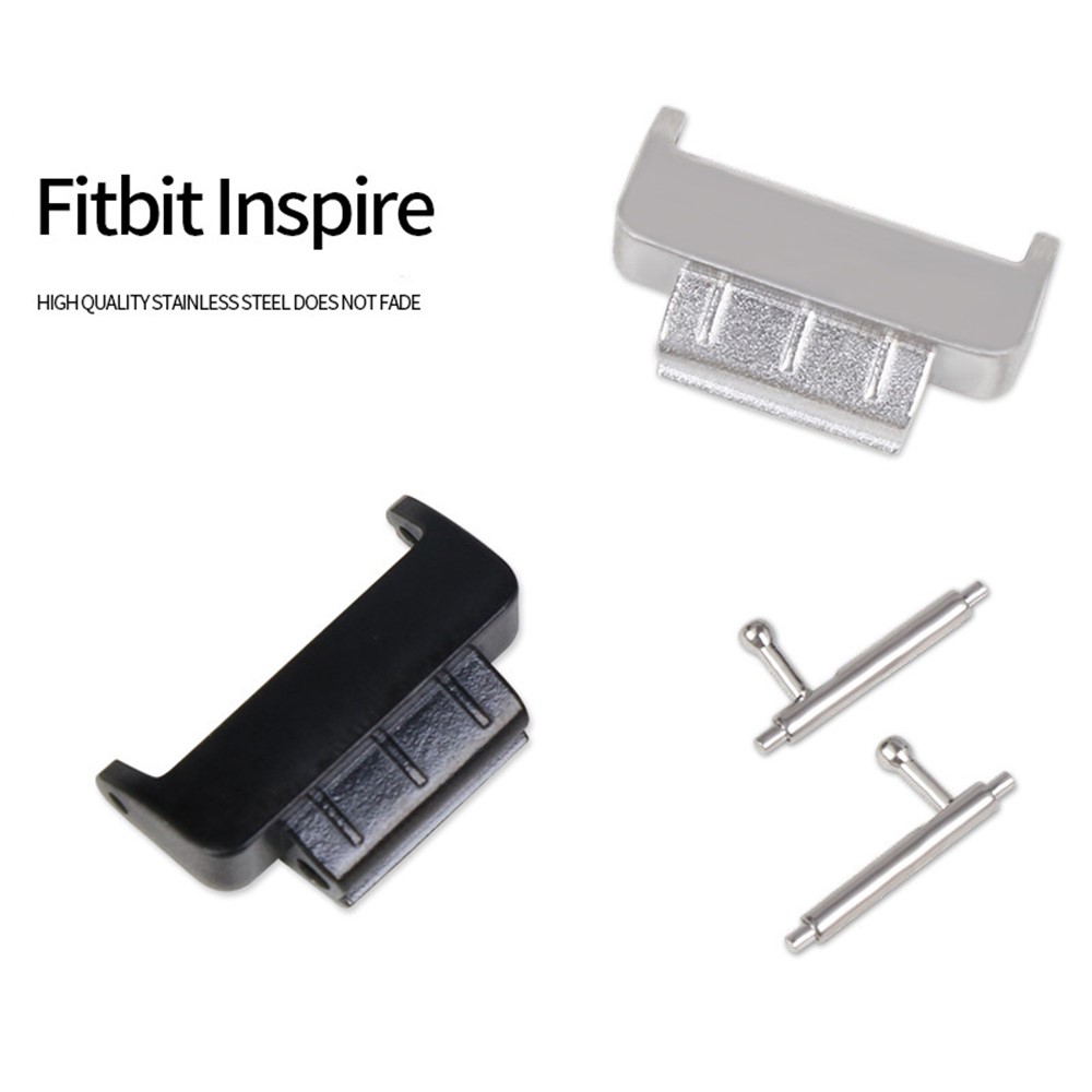 1 Pair 14mm Stainless Steel Watch Strap Band Connector Adapter for Fitbit Inspire/Fitbit Inspire HR - Black-7