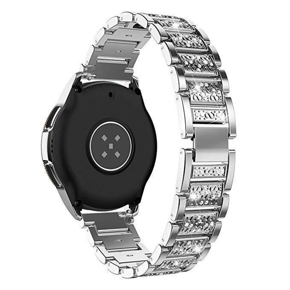 18mm 3-beads Rhinestone Decor Smart Watch Strap Metal Wrist Band for Garmin Venu 2S/Vivoactive 4S - Silver-1