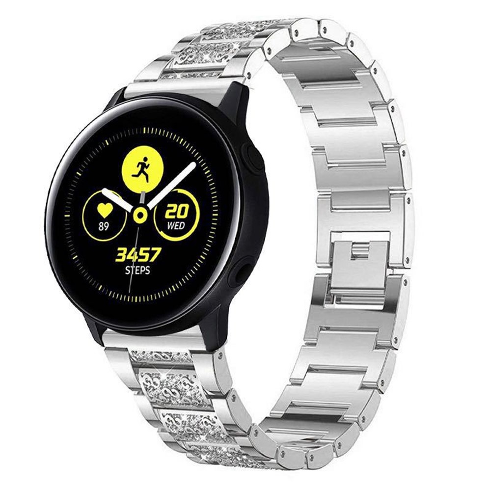 18mm 3-beads Rhinestone Decor Smart Watch Strap Metal Wrist Band for Garmin Venu 2S/Vivoactive 4S - Silver-3