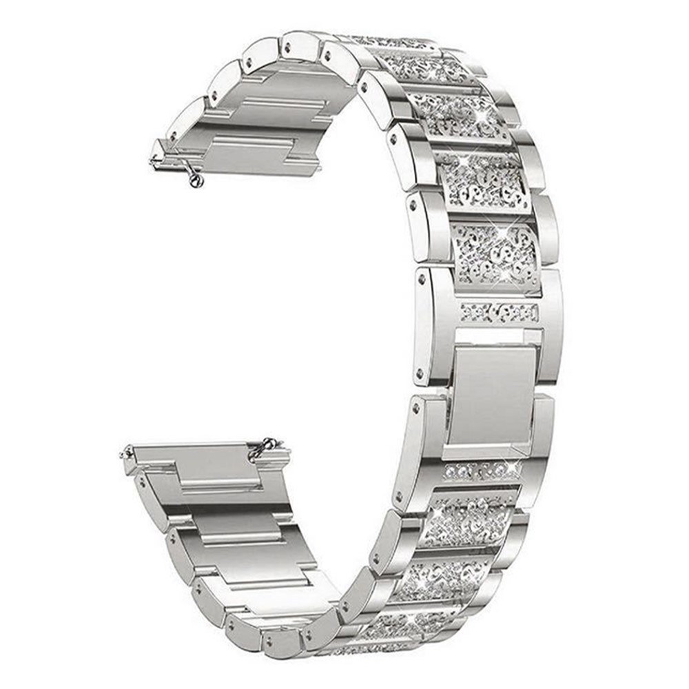 18mm 3-beads Rhinestone Decor Smart Watch Strap Metal Wrist Band for Garmin Venu 2S/Vivoactive 4S - Silver-4