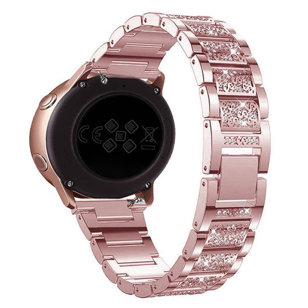 18mm 3-beads Rhinestone Decor Smart Watch Strap Metal Wrist Band for Garmin Venu 2S/Vivoactive 4S - Pink-1