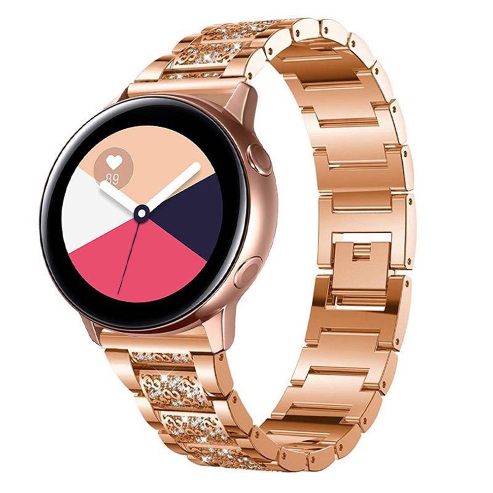 18mm 3-beads Rhinestone Decor Smart Watch Strap Metal Wrist Band for Garmin Venu 2S/Vivoactive 4S - Rose Gold-2