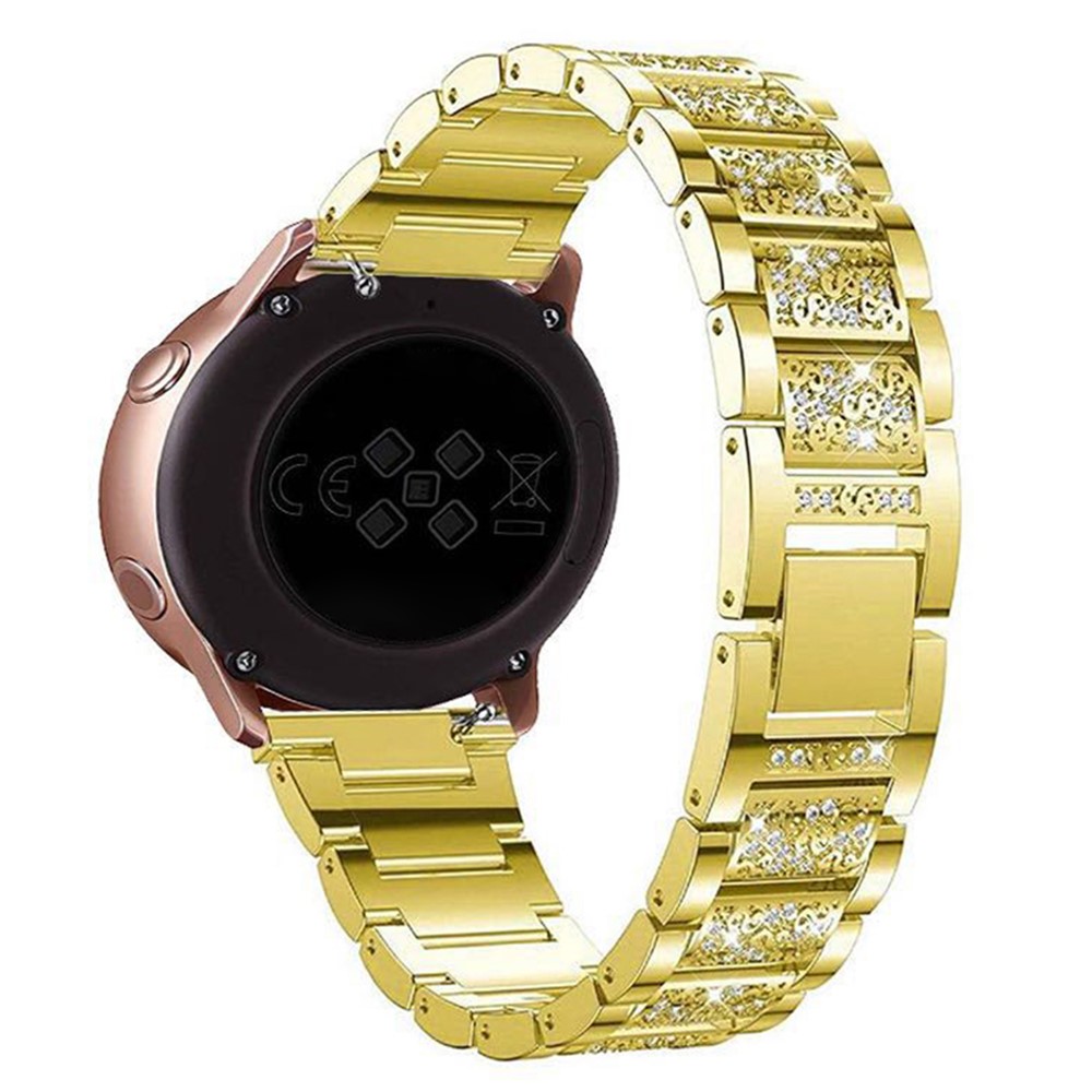 18mm 3-beads Rhinestone Decor Smart Watch Strap Metal Wrist Band for Garmin Venu 2S/Vivoactive 4S - Gold-1
