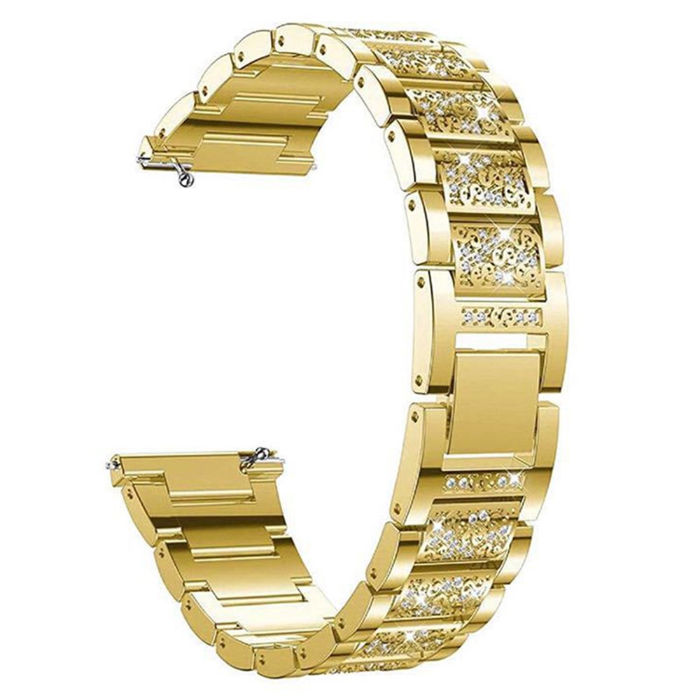 18mm 3-beads Rhinestone Decor Smart Watch Strap Metal Wrist Band for Garmin Venu 2S/Vivoactive 4S - Gold-3