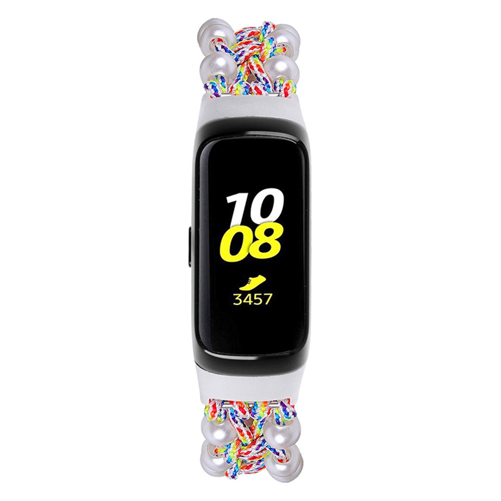 Pearl Decor Design Adjustable Braided Rope Wrist Band Stylish Smart Watch Strap for Samsung Galaxy Fit (SM-R370) - Colorful-3