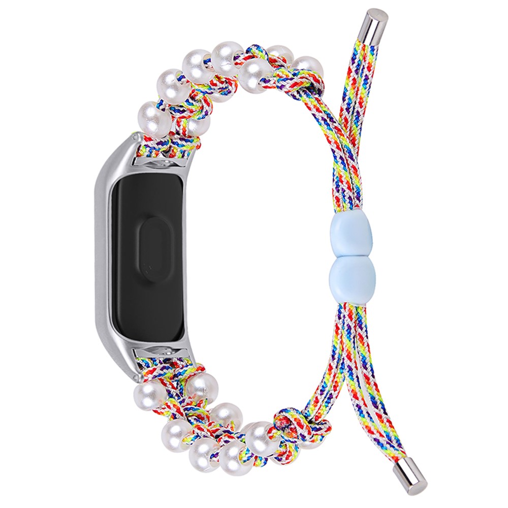 Pearl Decor Adjustable Braided Rope Wrist Strap Replacement Watchband for Xiaomi Mi Band 3/4 - Colorful-1